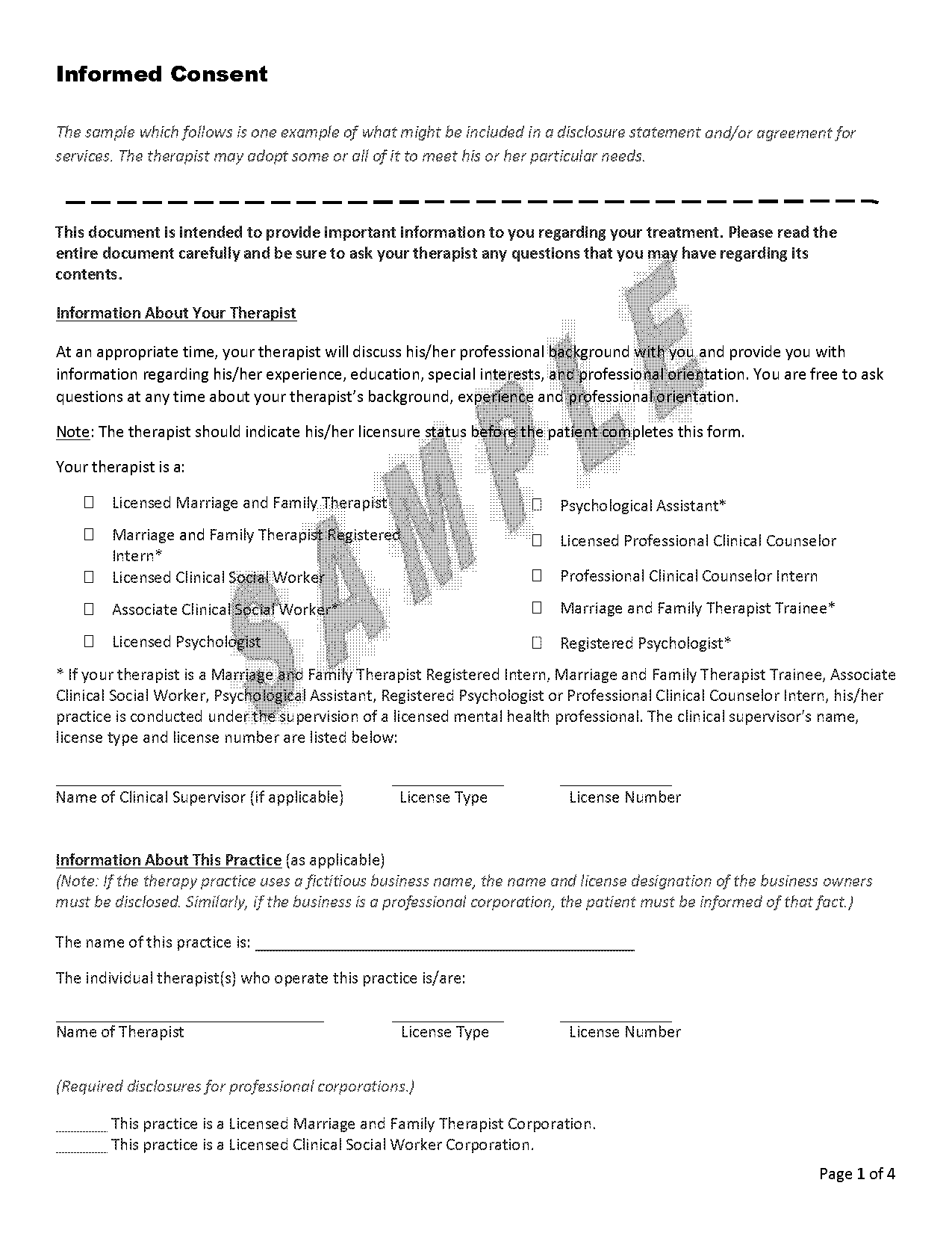 example of counseling informed consent form