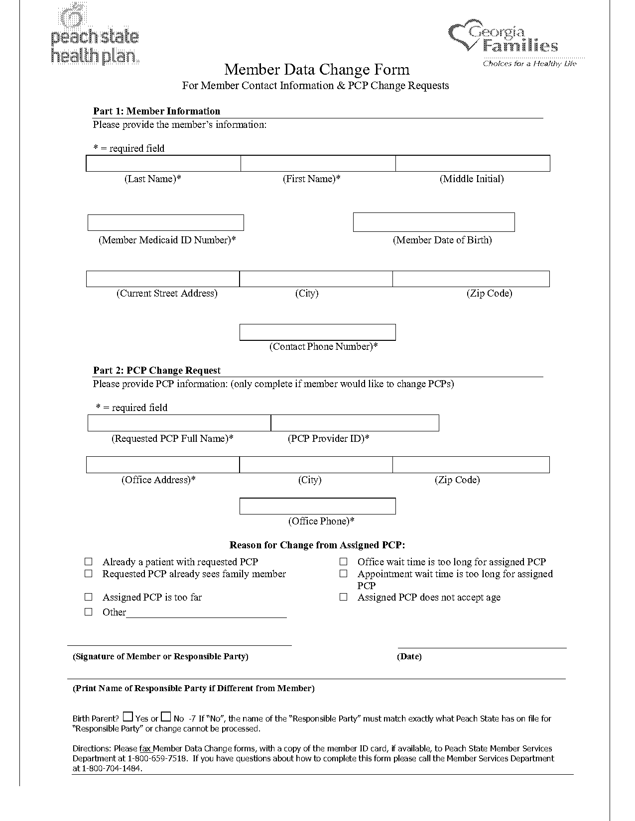 georgia wellcare pcp change form