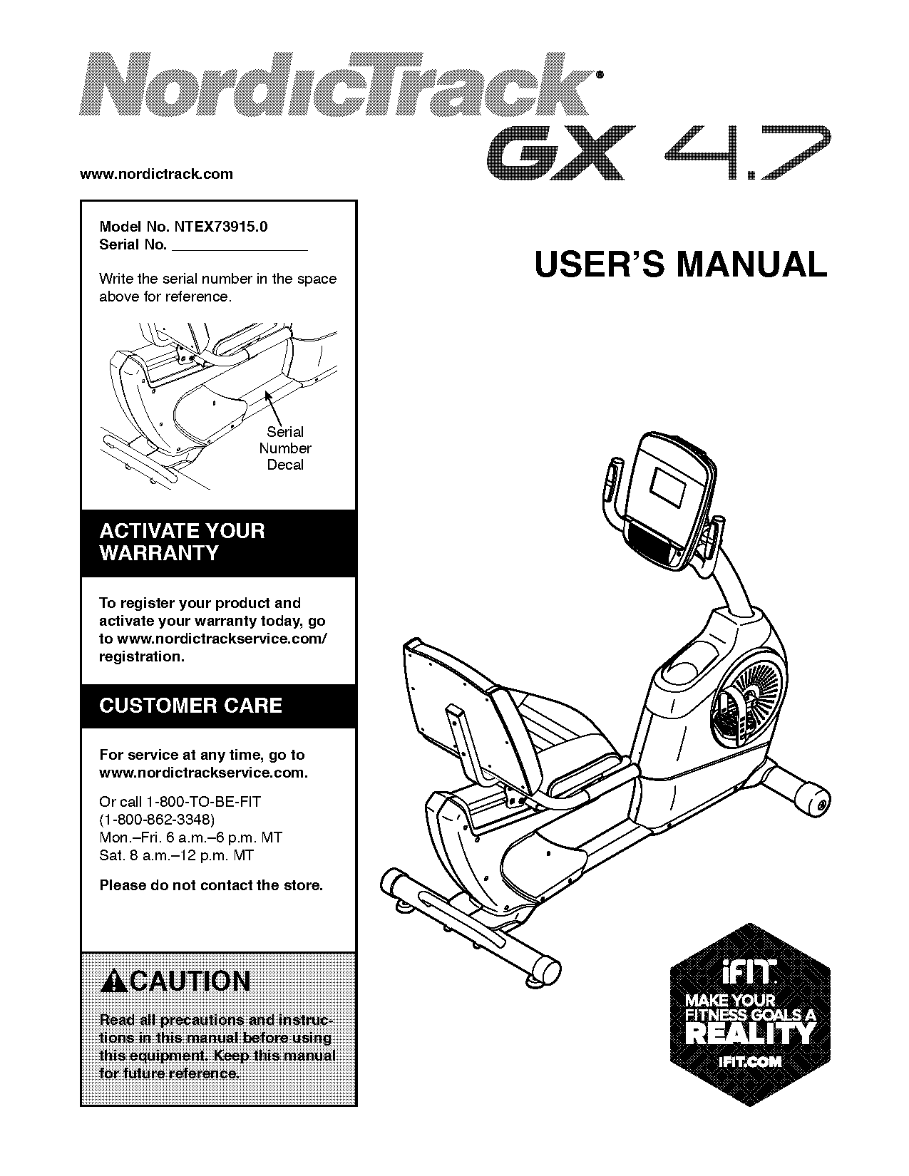 nordictrack recumbent bike manual