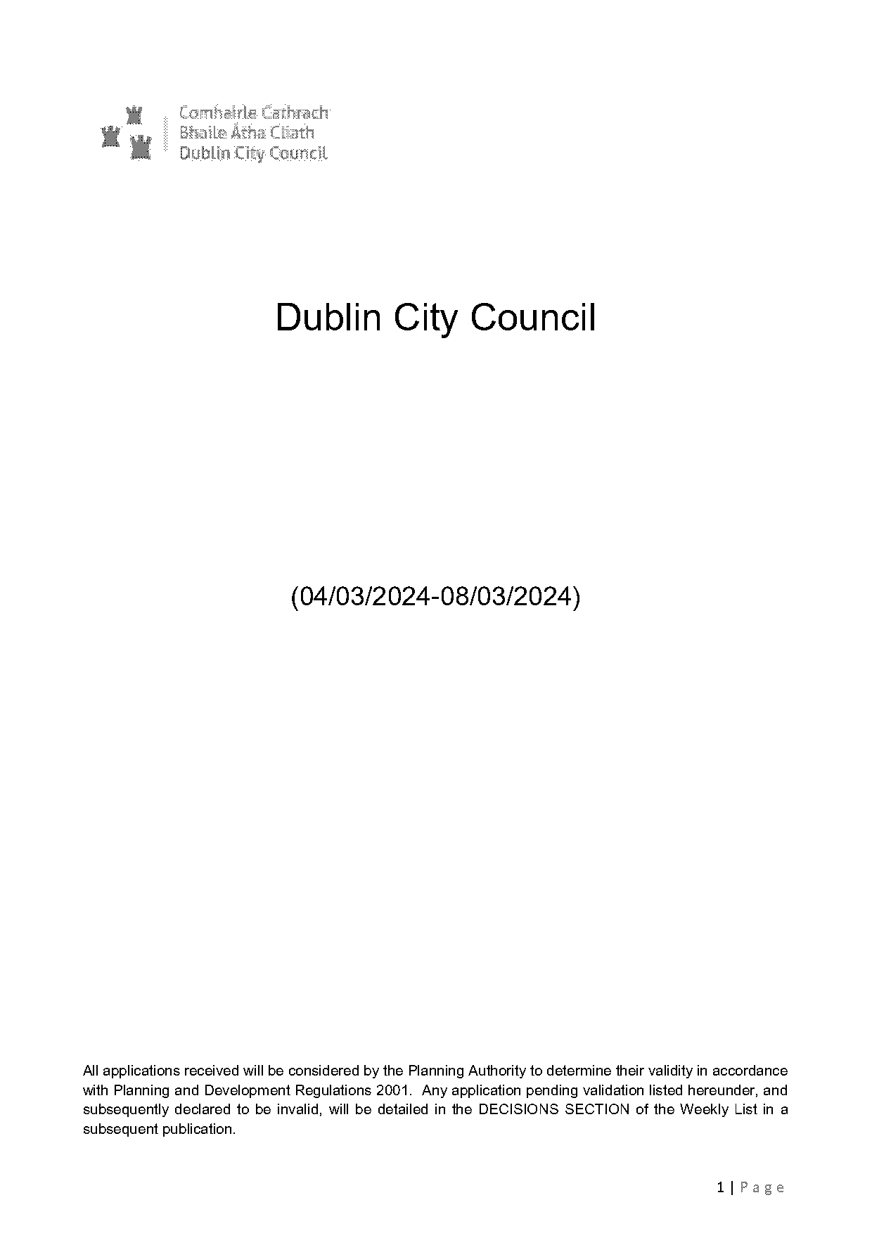 city of dublin planning application