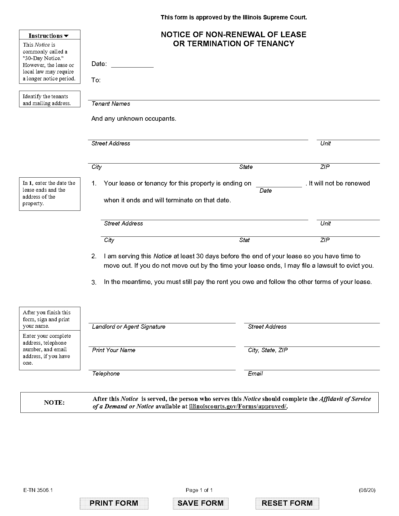 notice of non renewal of residential lease