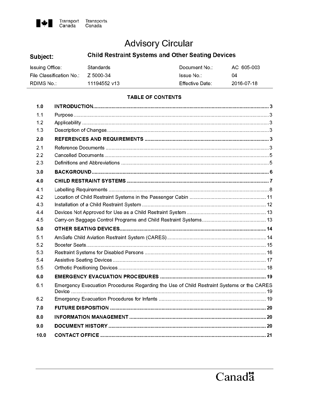 canada child booster seat requirements