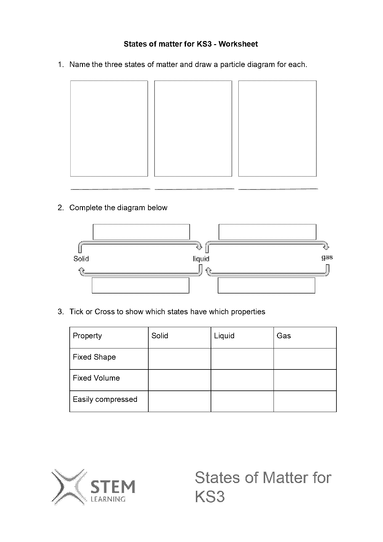 changes in states of matter worksheets pdf