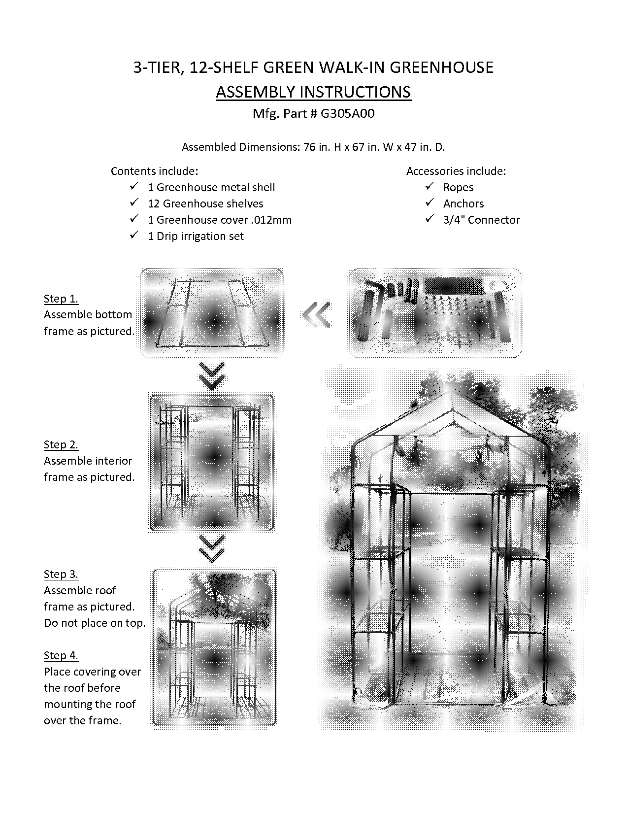 walk in greenhouse assembly instructions