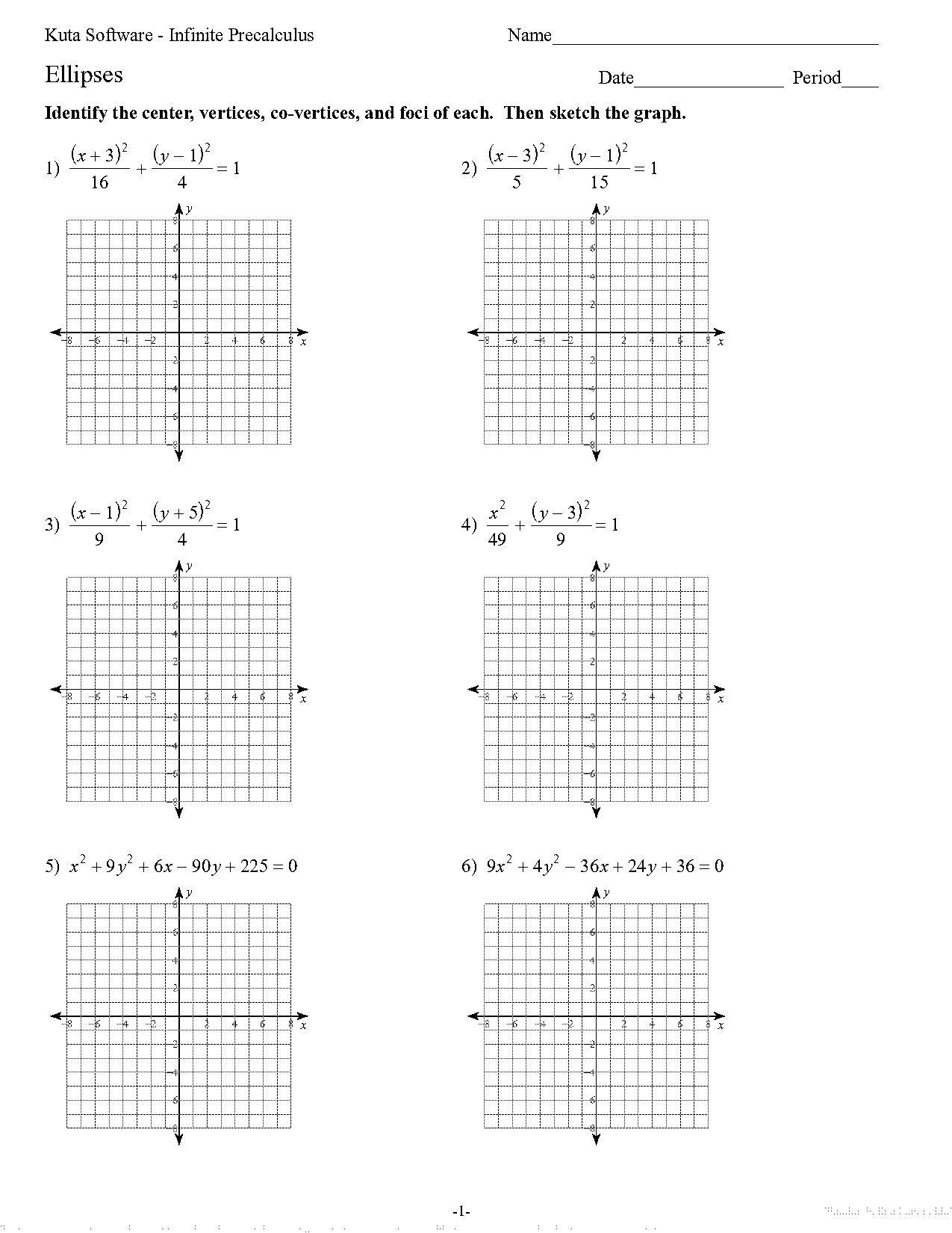 standard form equation of an ellipse with a vertices of