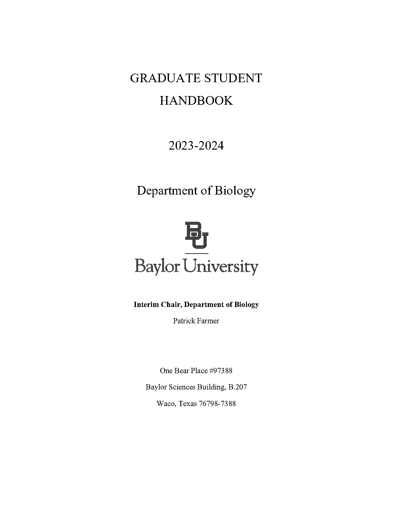 baylor college of medicine graduate student handbook