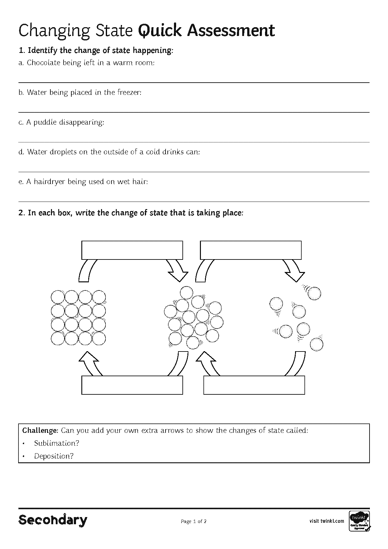 changes in states of matter worksheets pdf