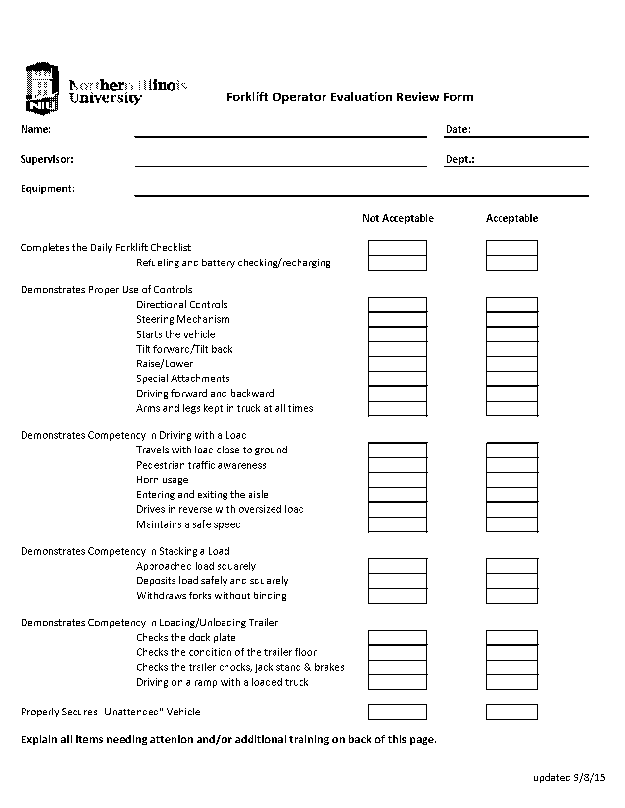 forklift operator evaluation form