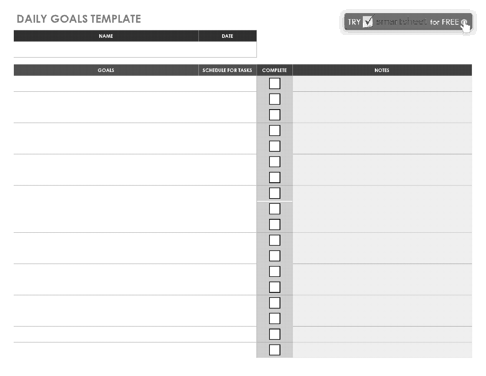 printable daily goals template