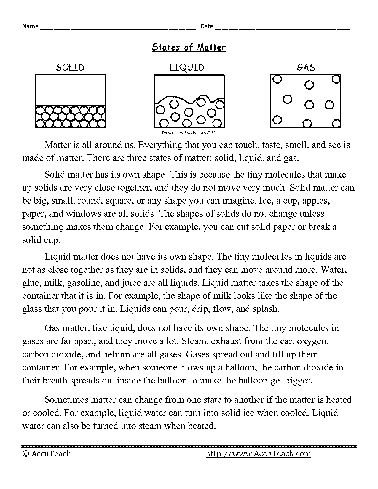 changes in states of matter worksheets pdf