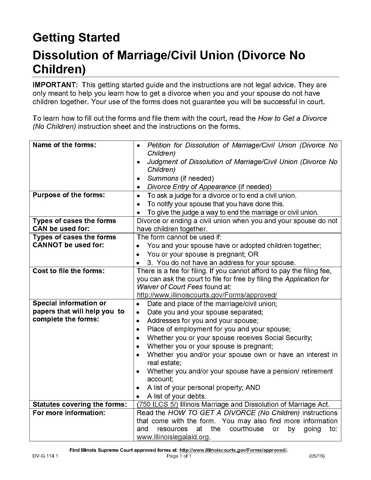 illinois uncontested divorce forms