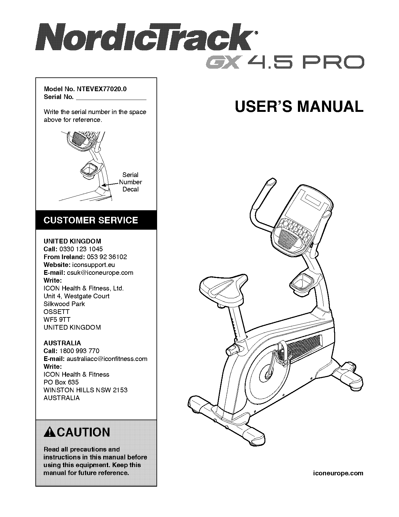 nordictrack recumbent bike manual