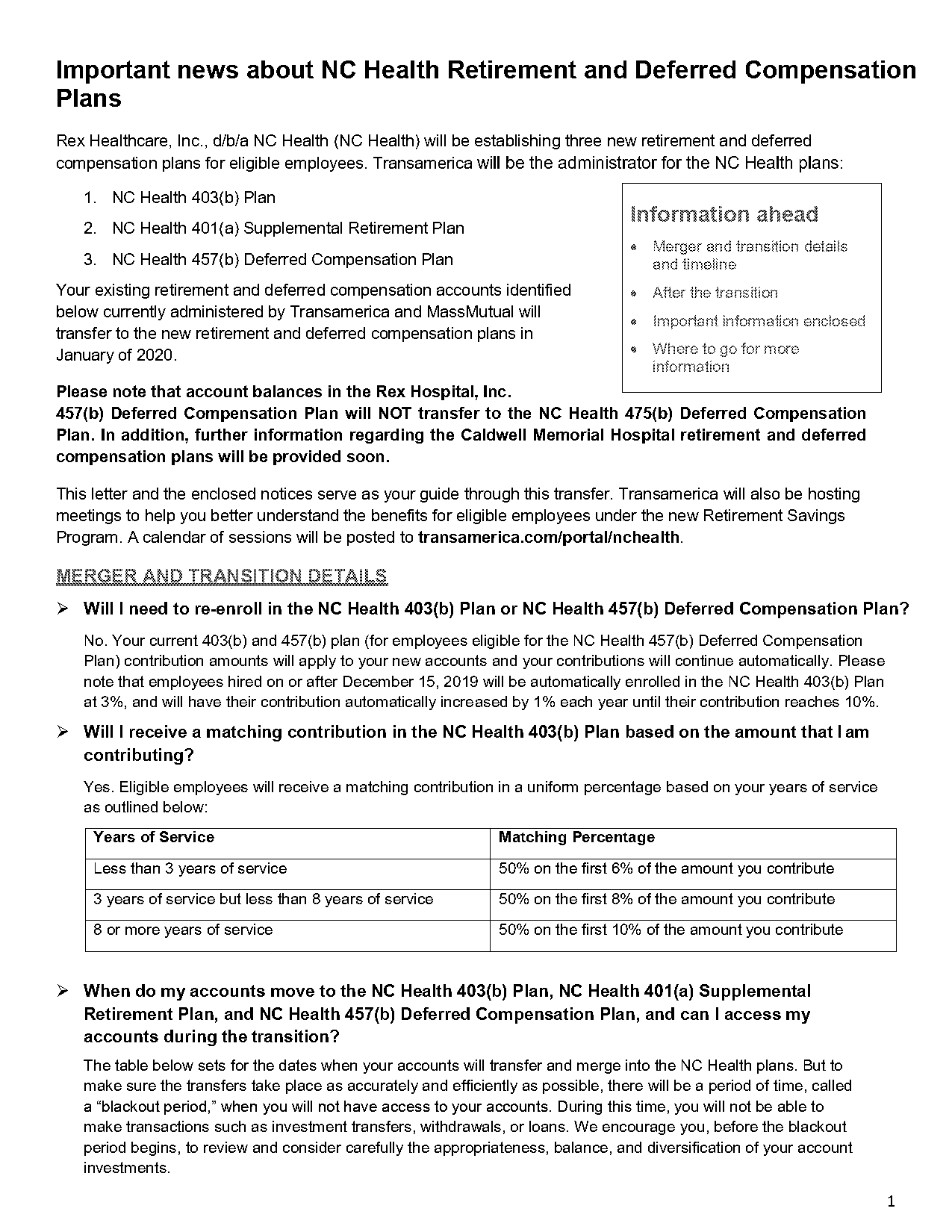 hospitals using transamerica retirement plan