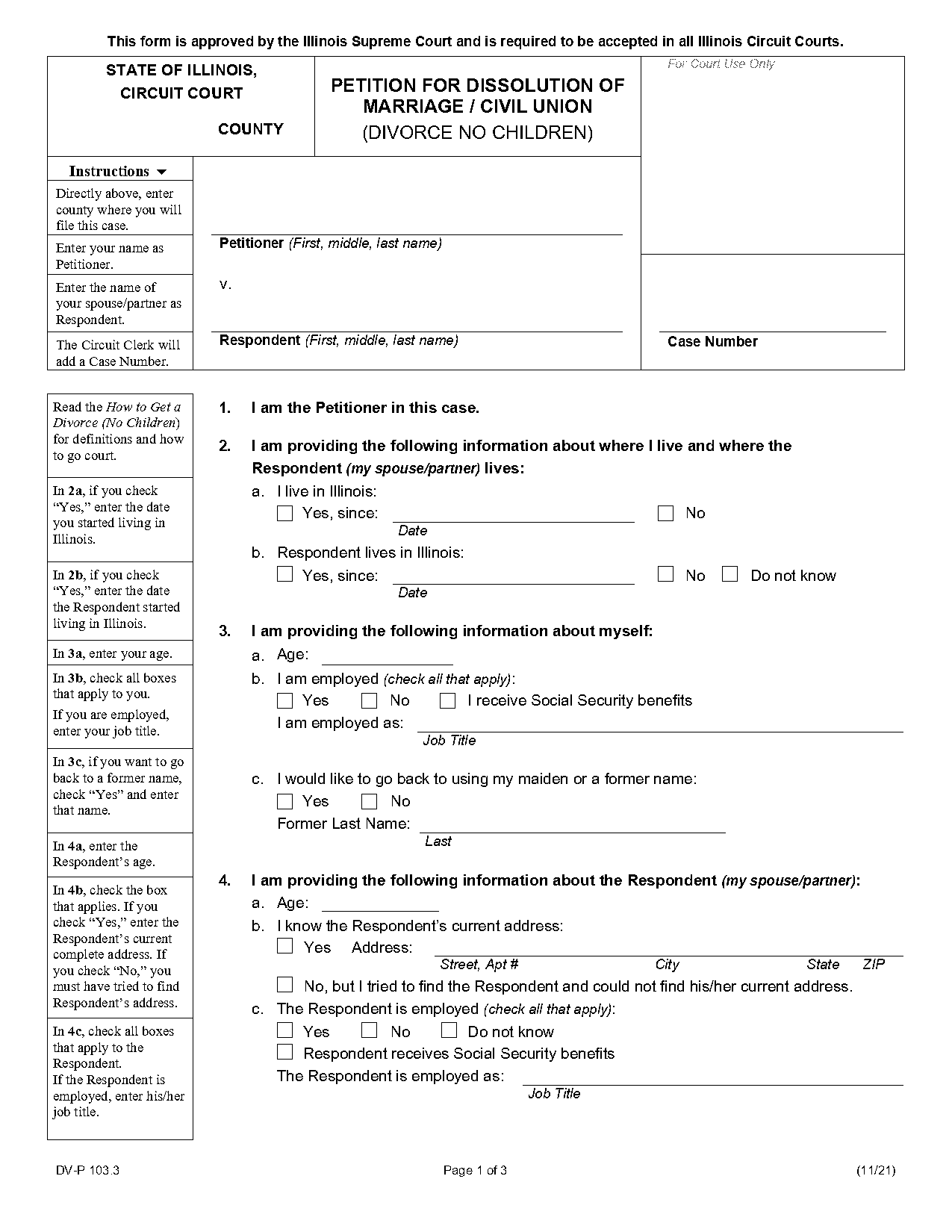 illinois uncontested divorce forms