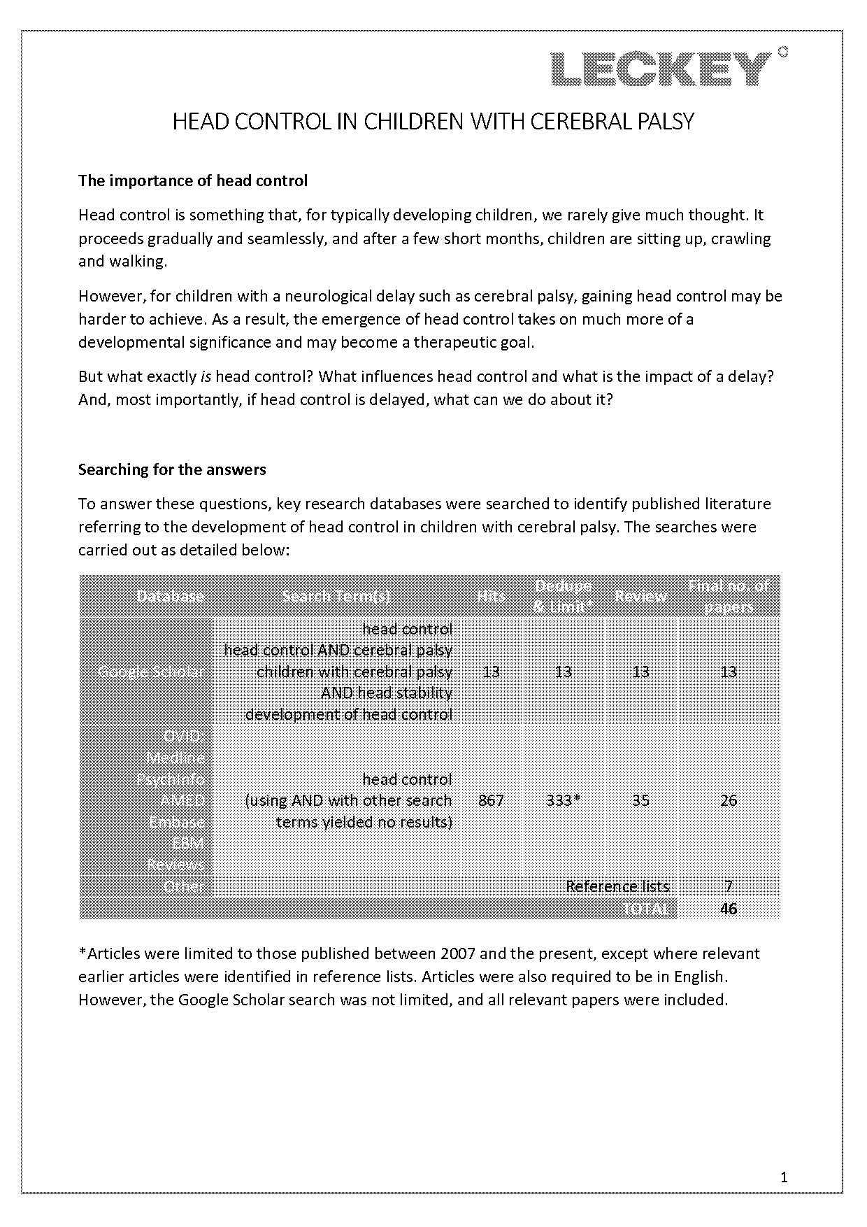 neurodevelopmental frame of reference cerebral palsy