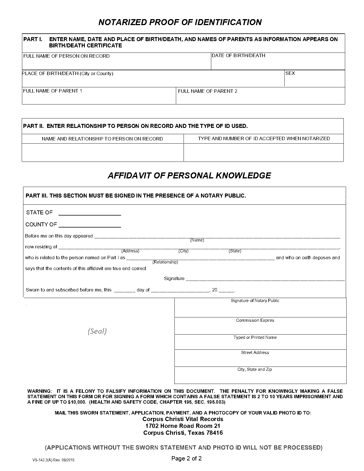 affidavit of personal knowledge of relationship sample