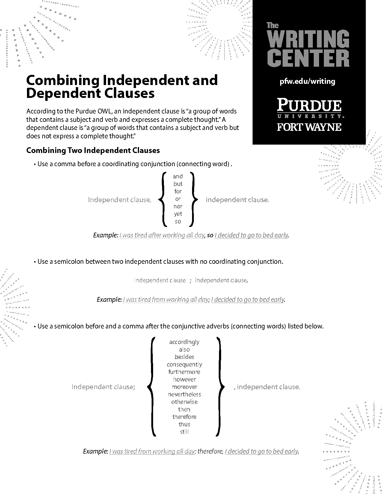 what are independent clauses examples