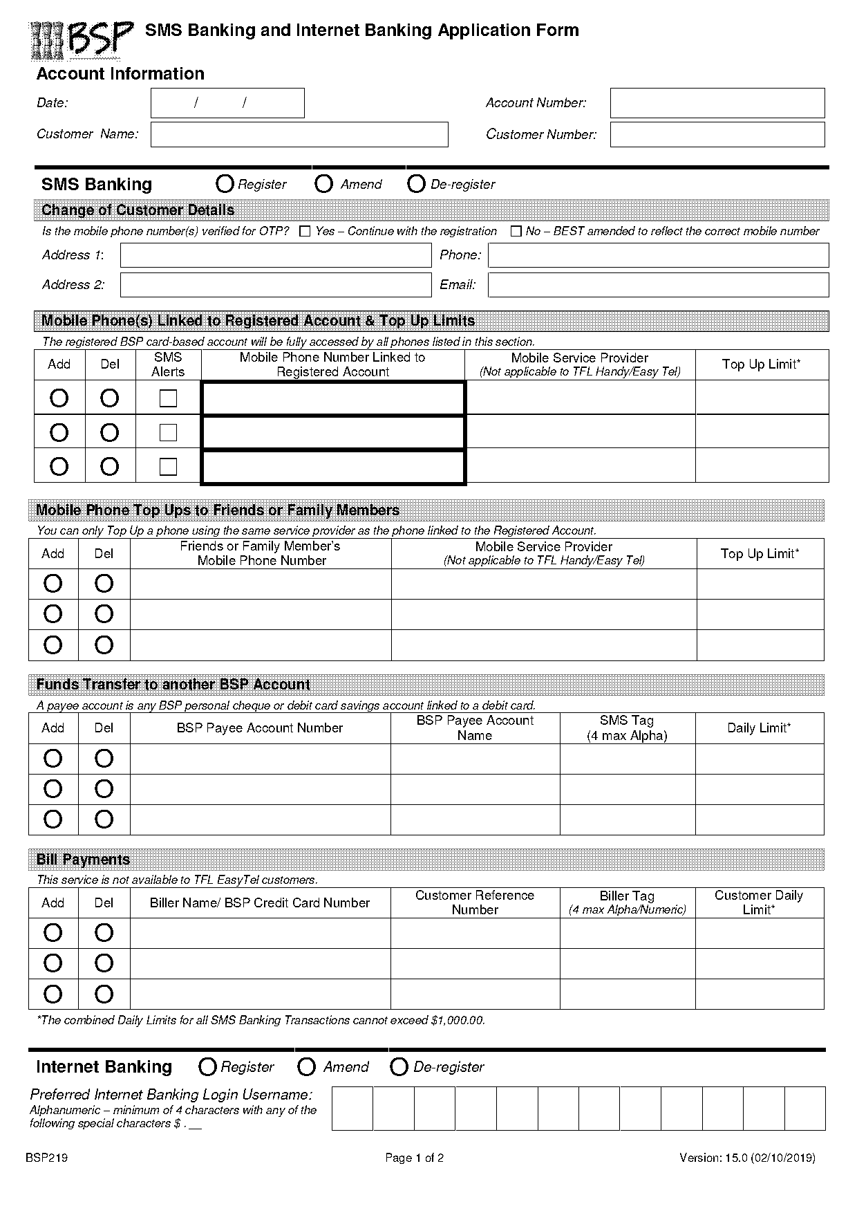 bsp internet banking application