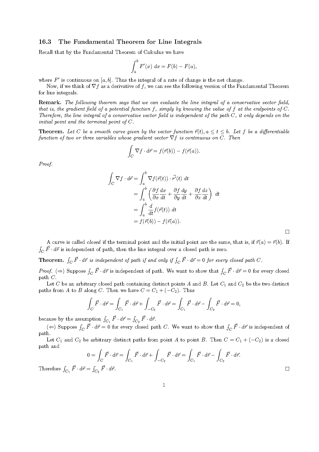 use the fundamental theorem of line integrals to evaluate