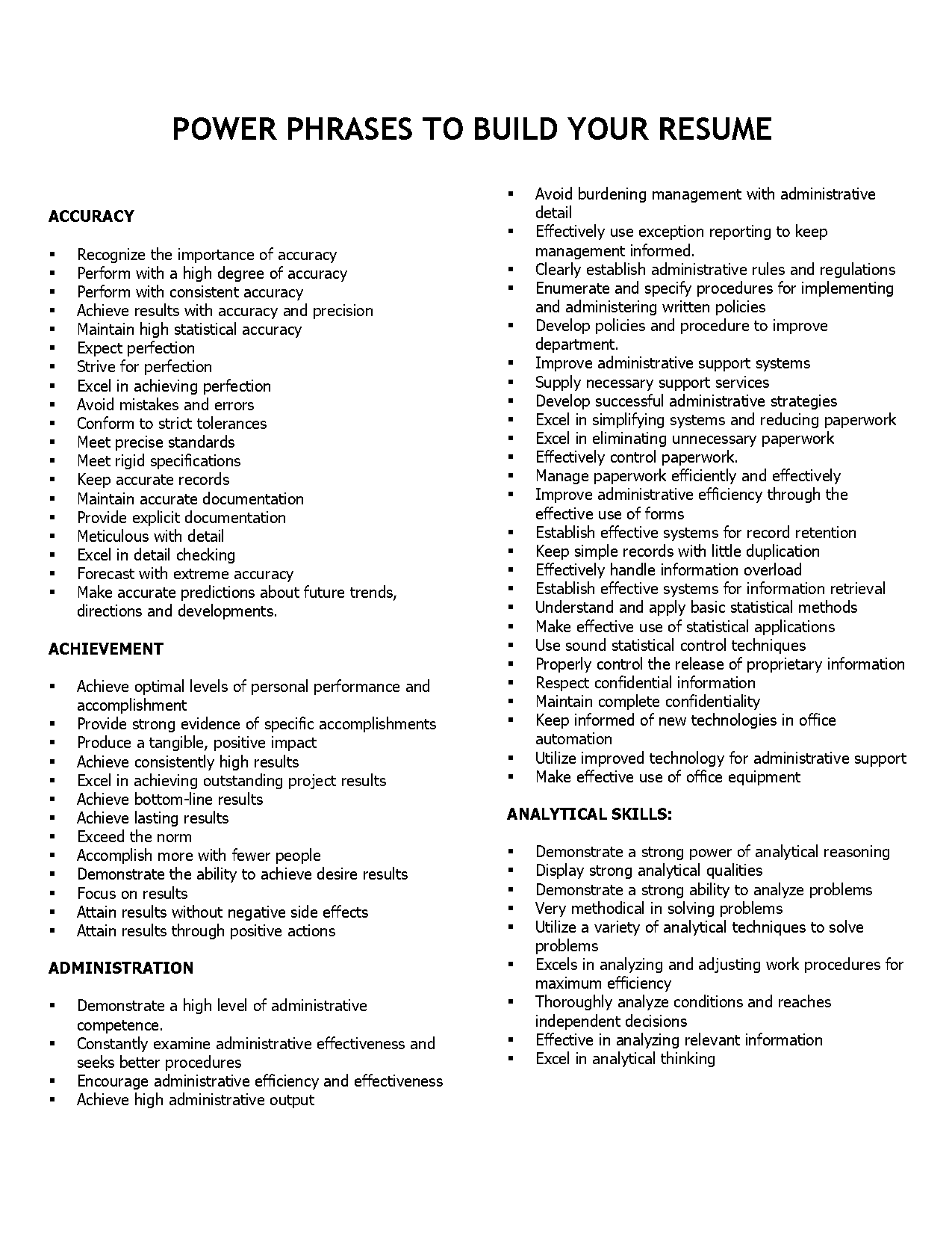 good interests and skills to put on a resume