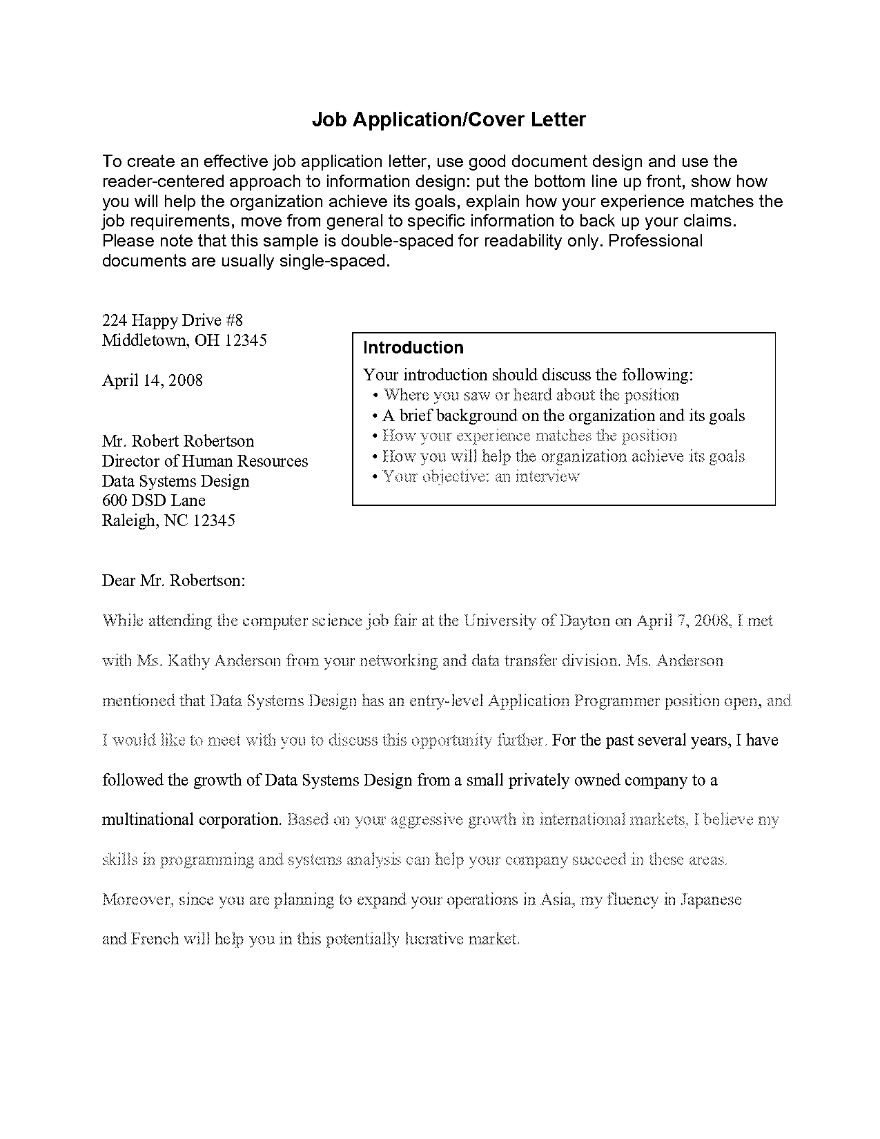 programmer cover letter sample