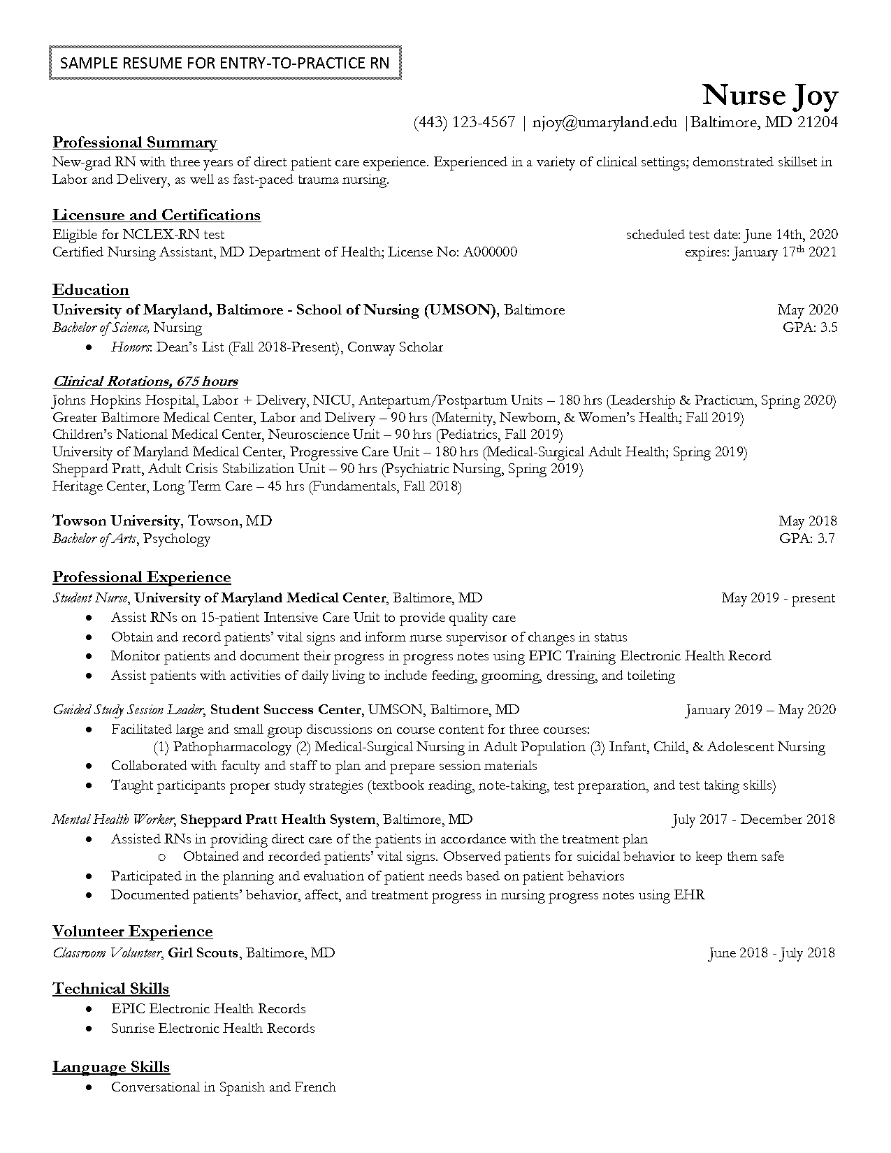 new graduate nursing objective resume