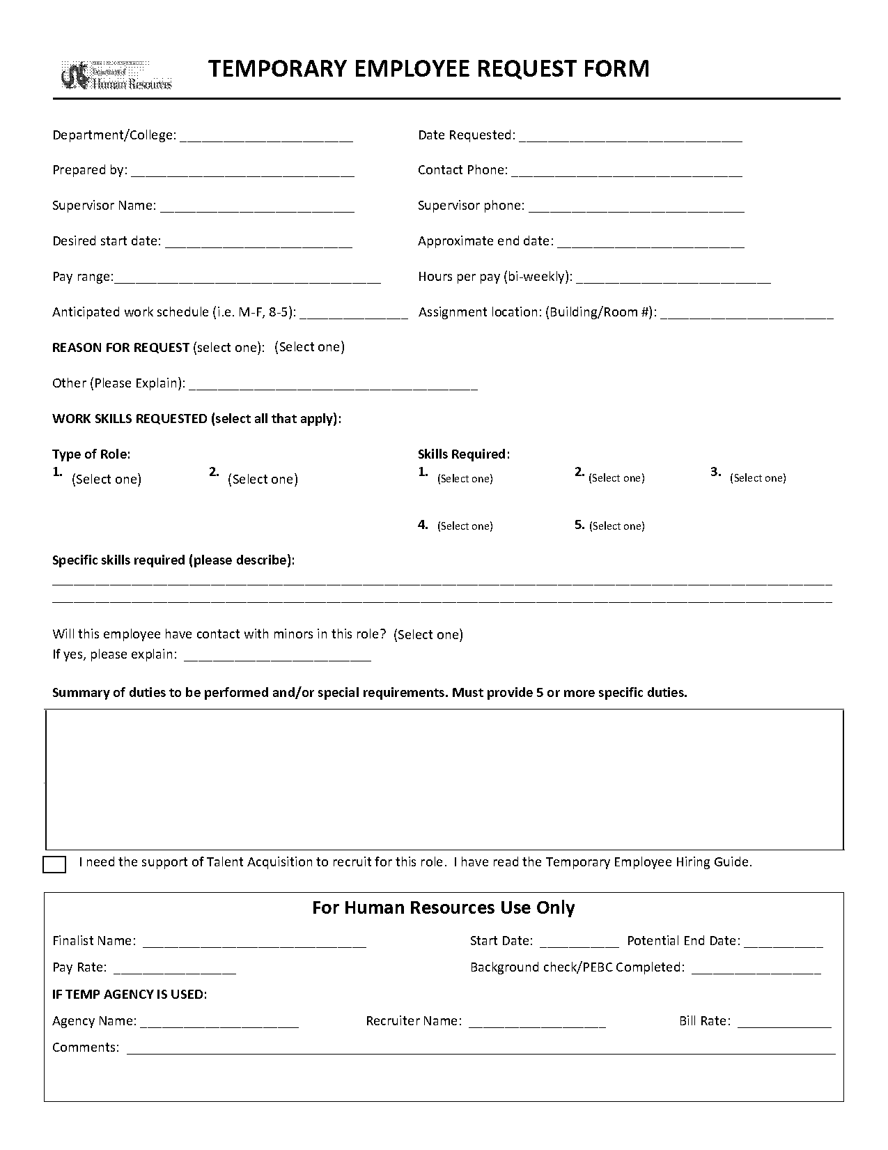 hire request form template