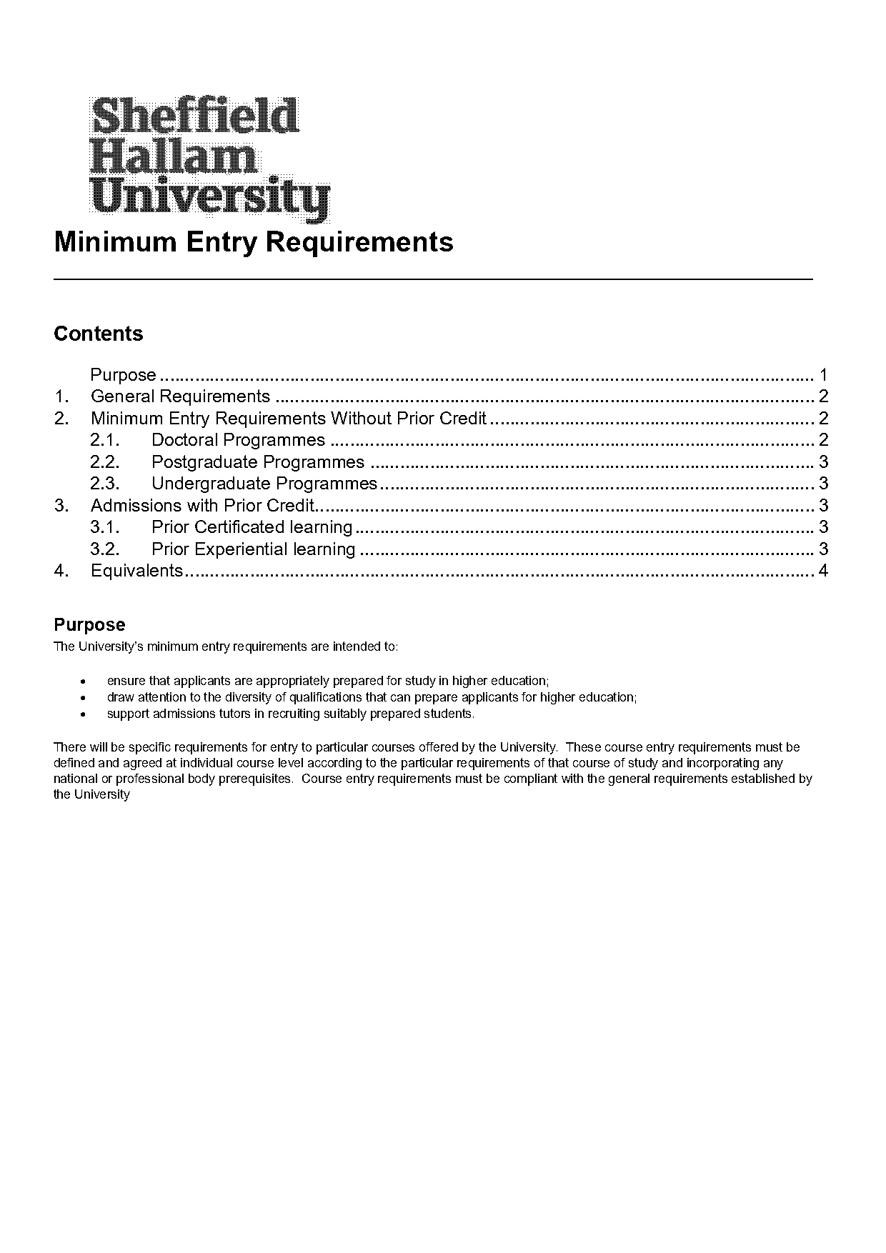 sheffield hallam university entry requirements