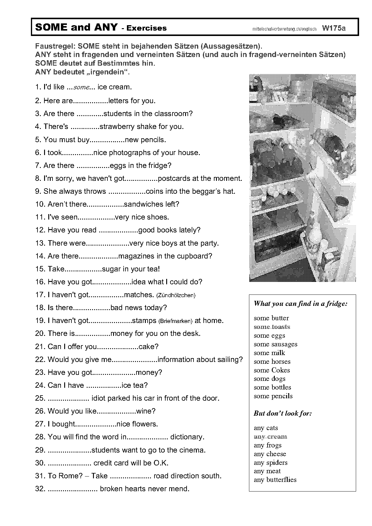 a an some any worksheet pdf