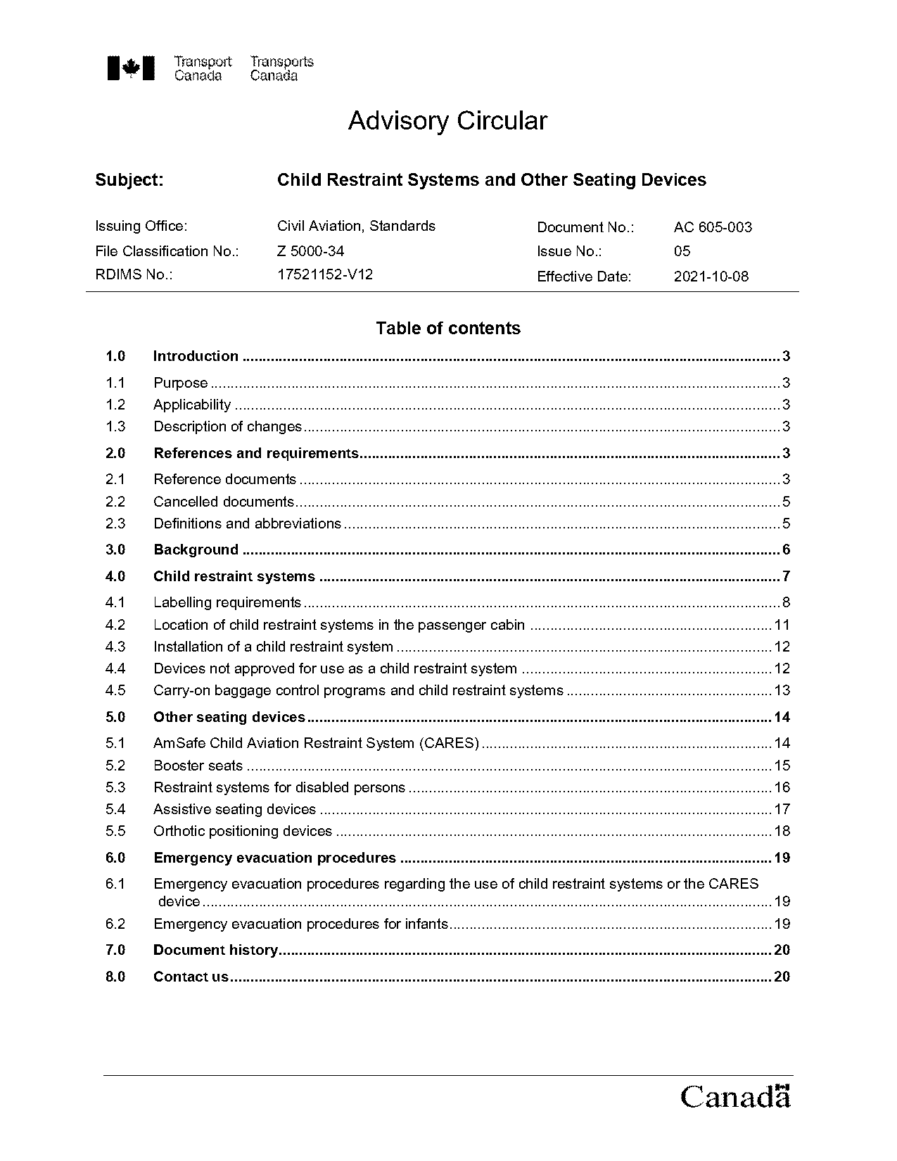 canada child booster seat requirements