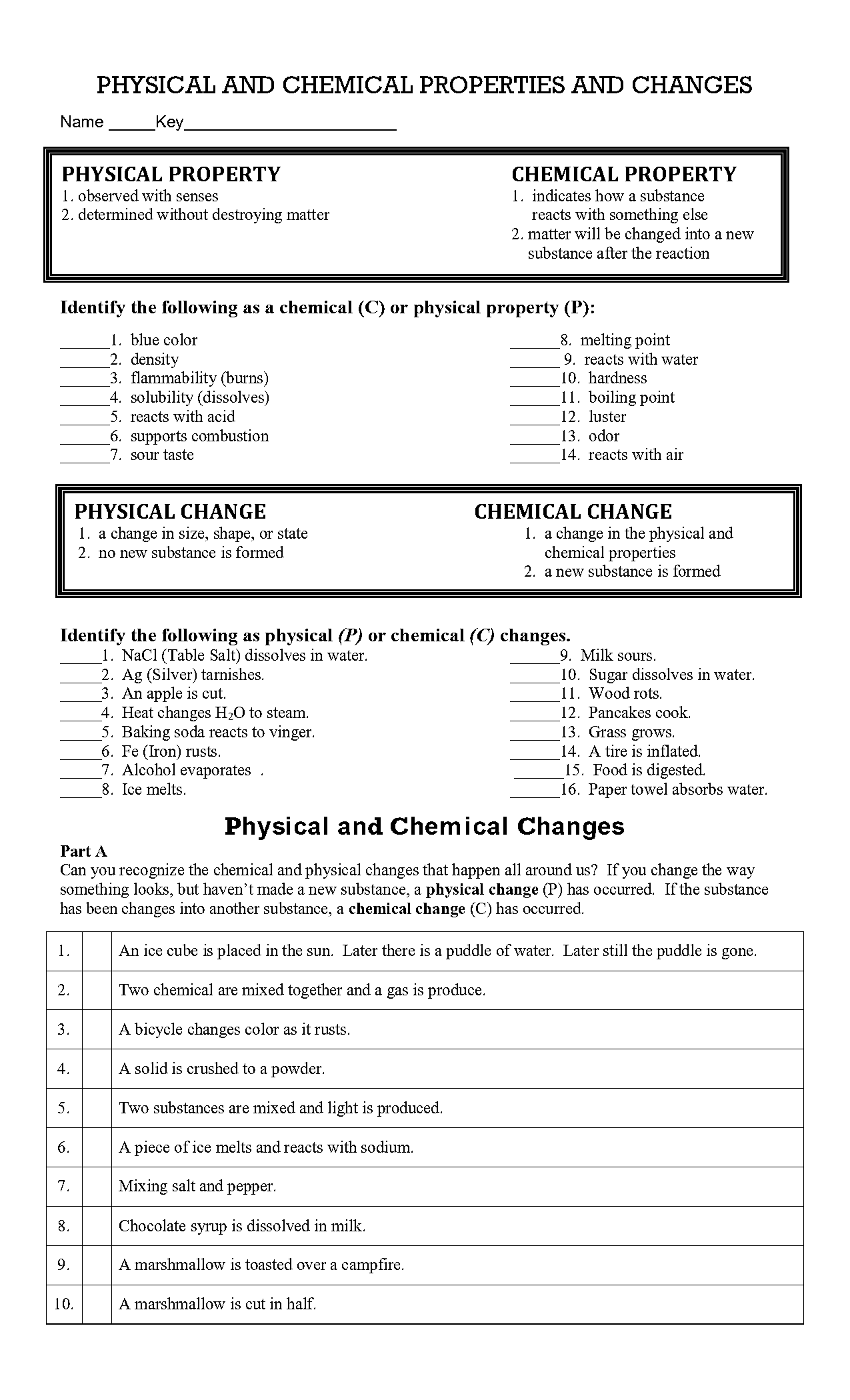 changes in states of matter worksheets pdf