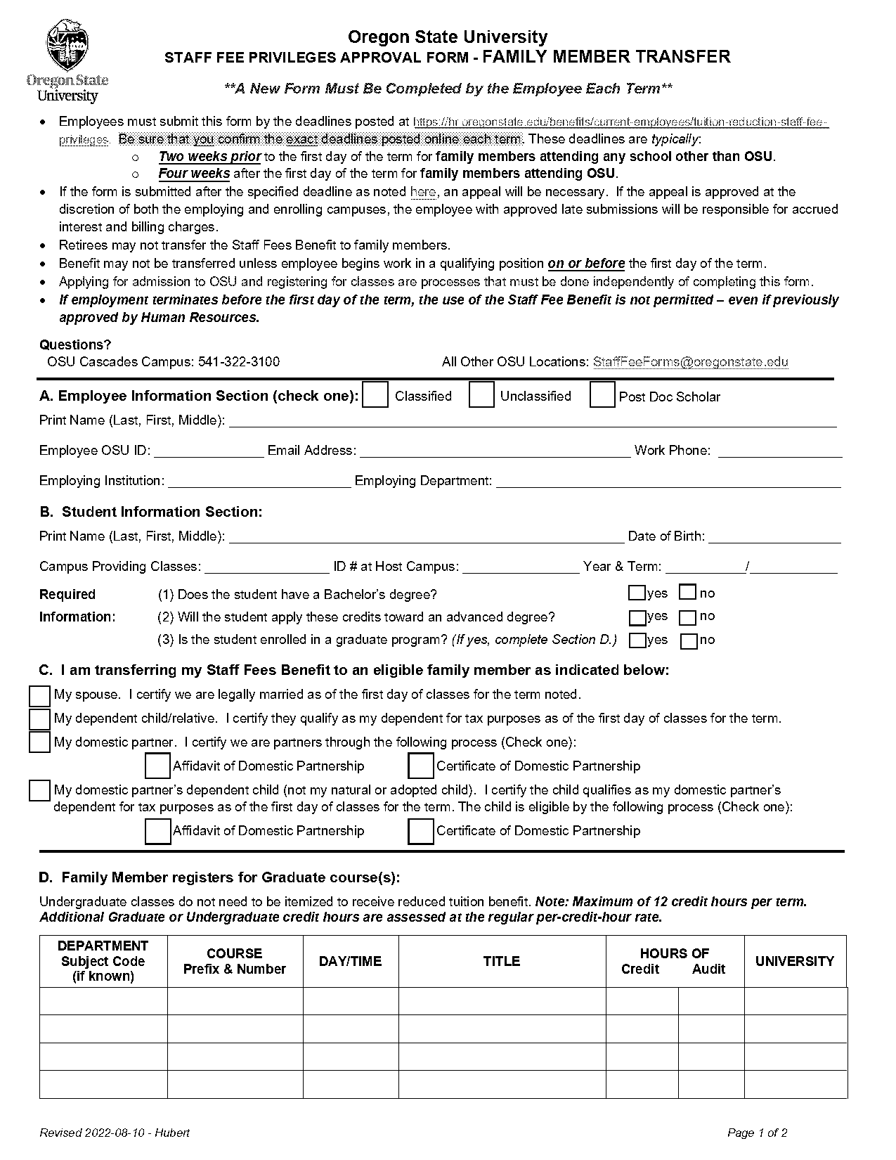 oregon state university cascade campus application