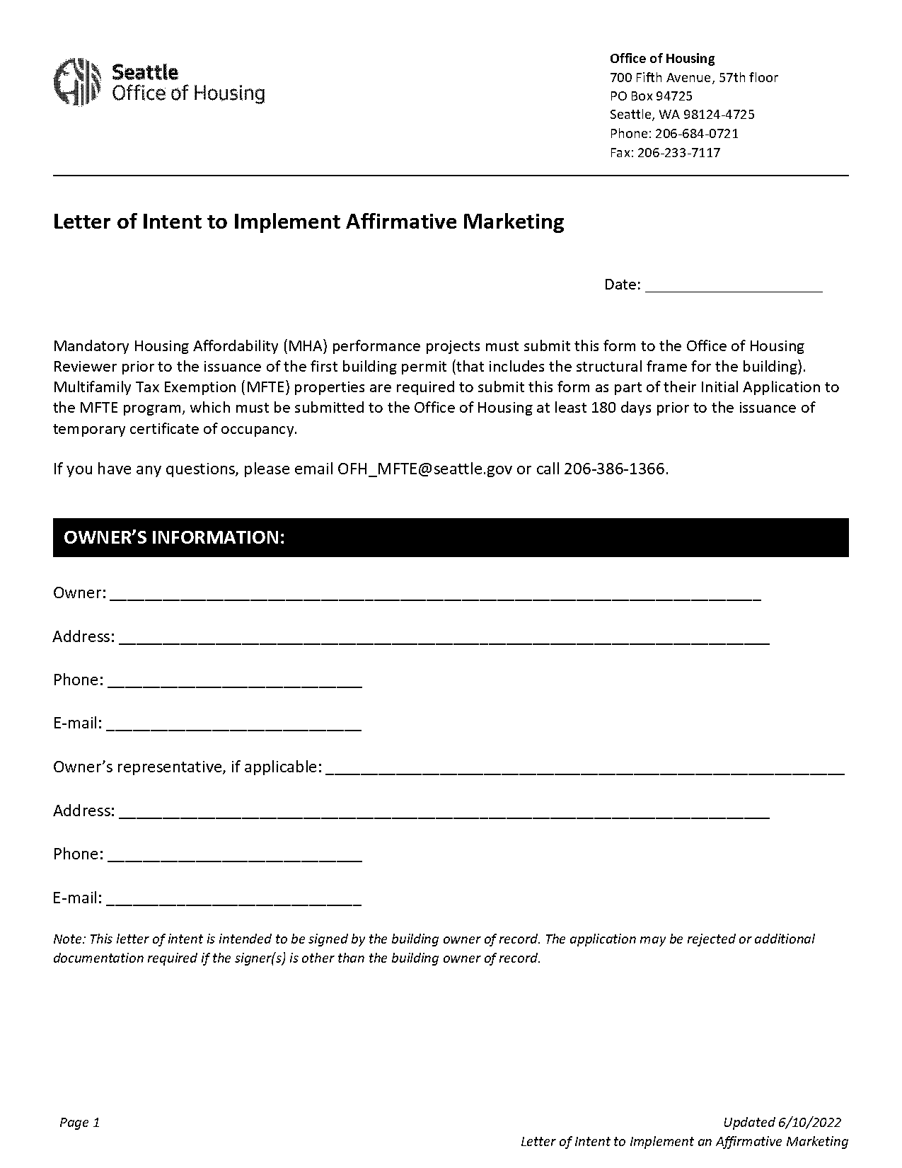 notice of intent advertising requirement