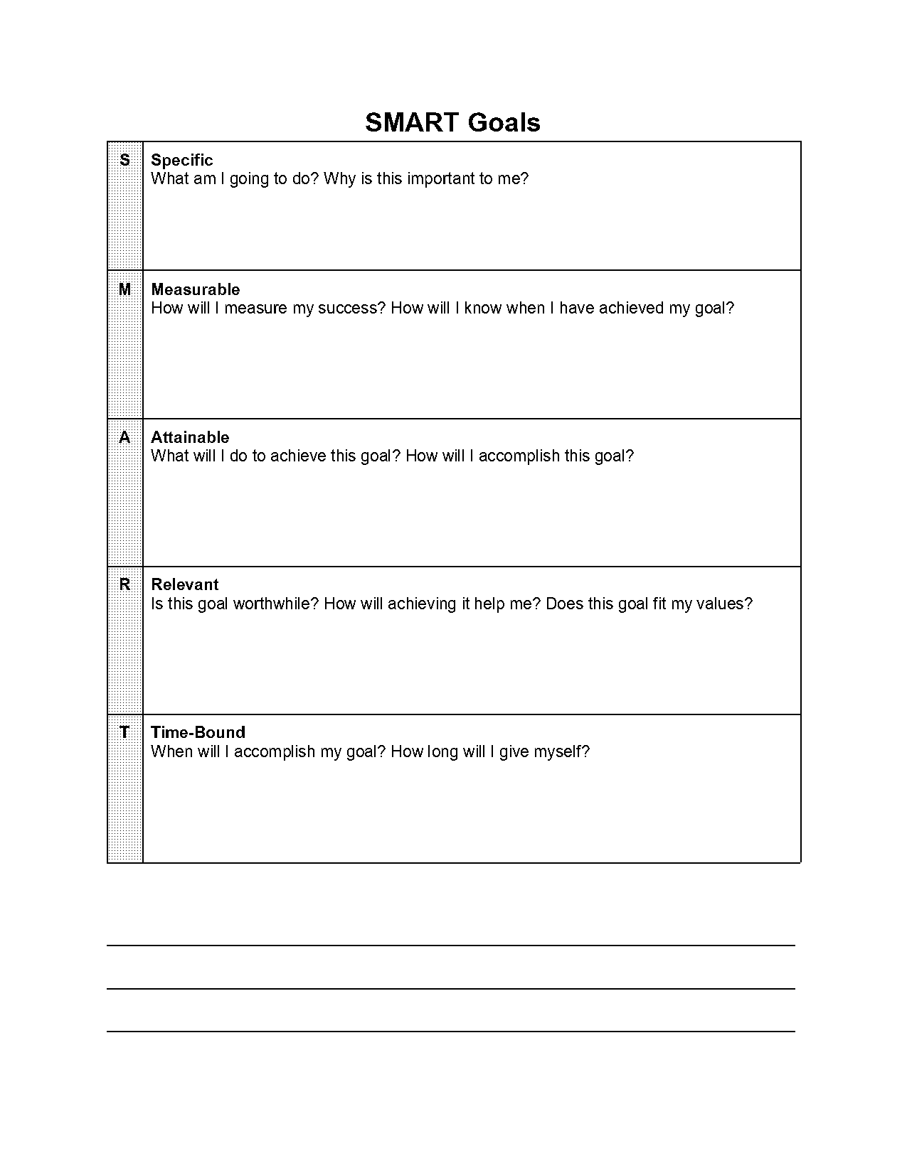 printable daily goals template