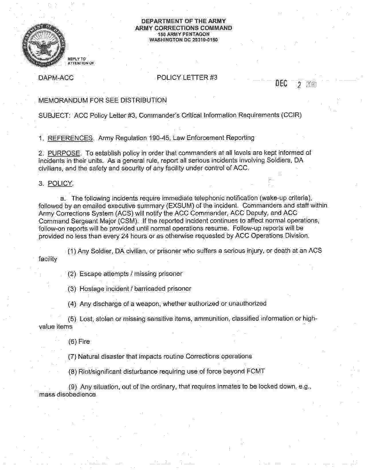 army serious incident report form