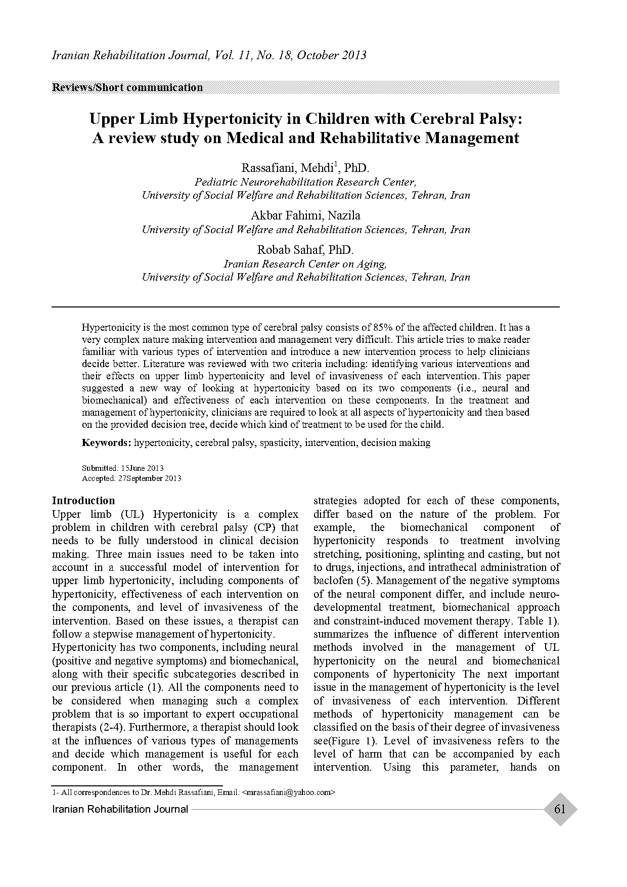 neurodevelopmental frame of reference cerebral palsy