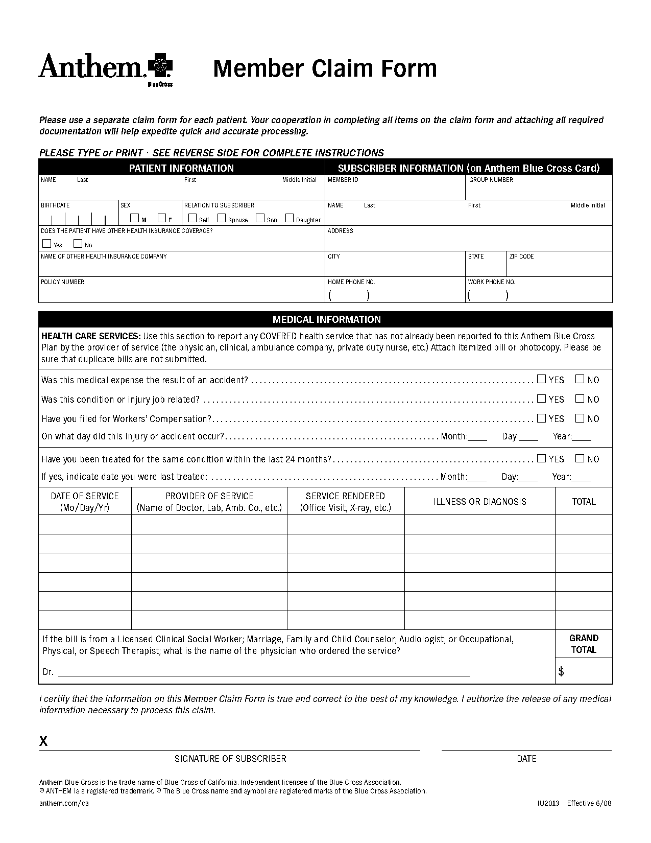 anthem dental complete claim form