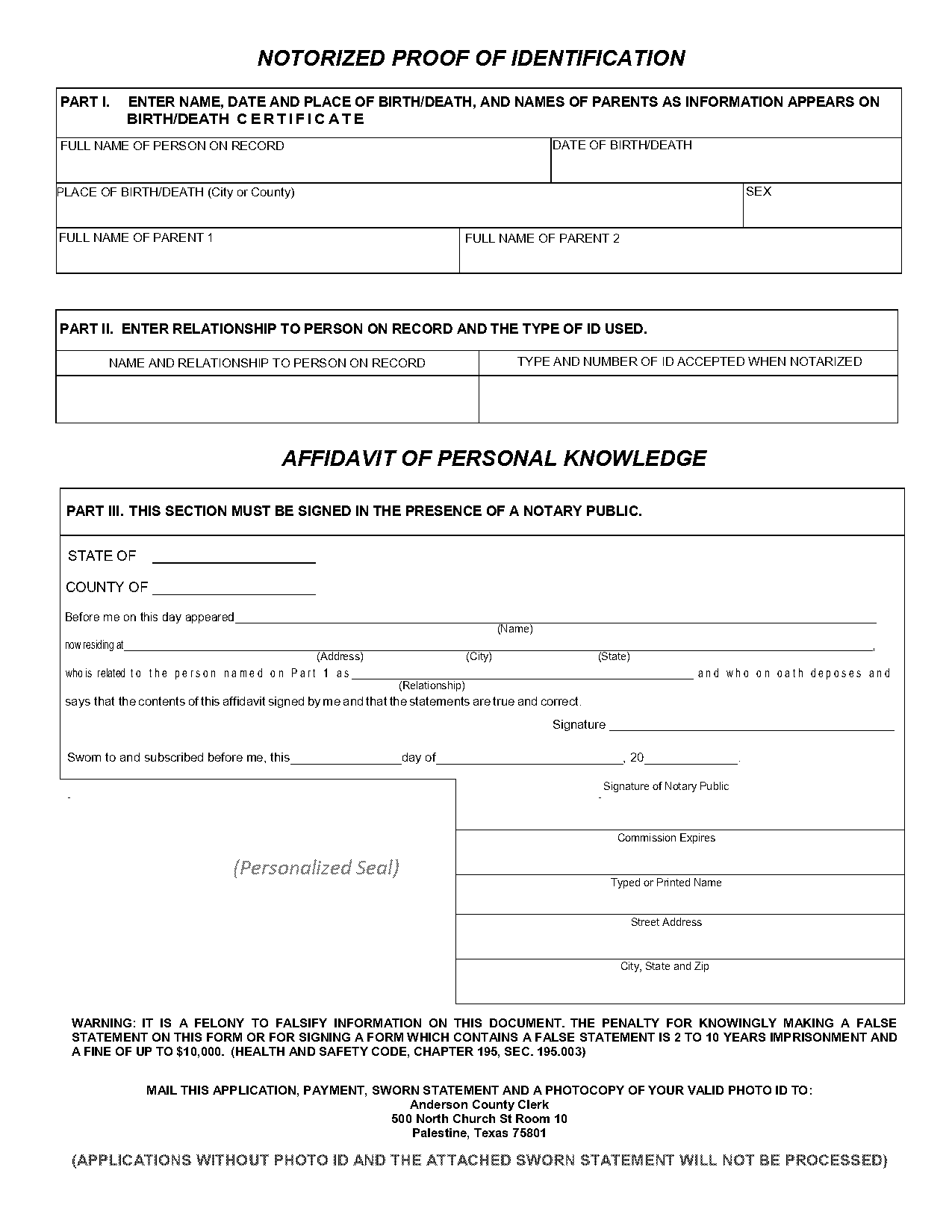 affidavit of personal knowledge of relationship sample