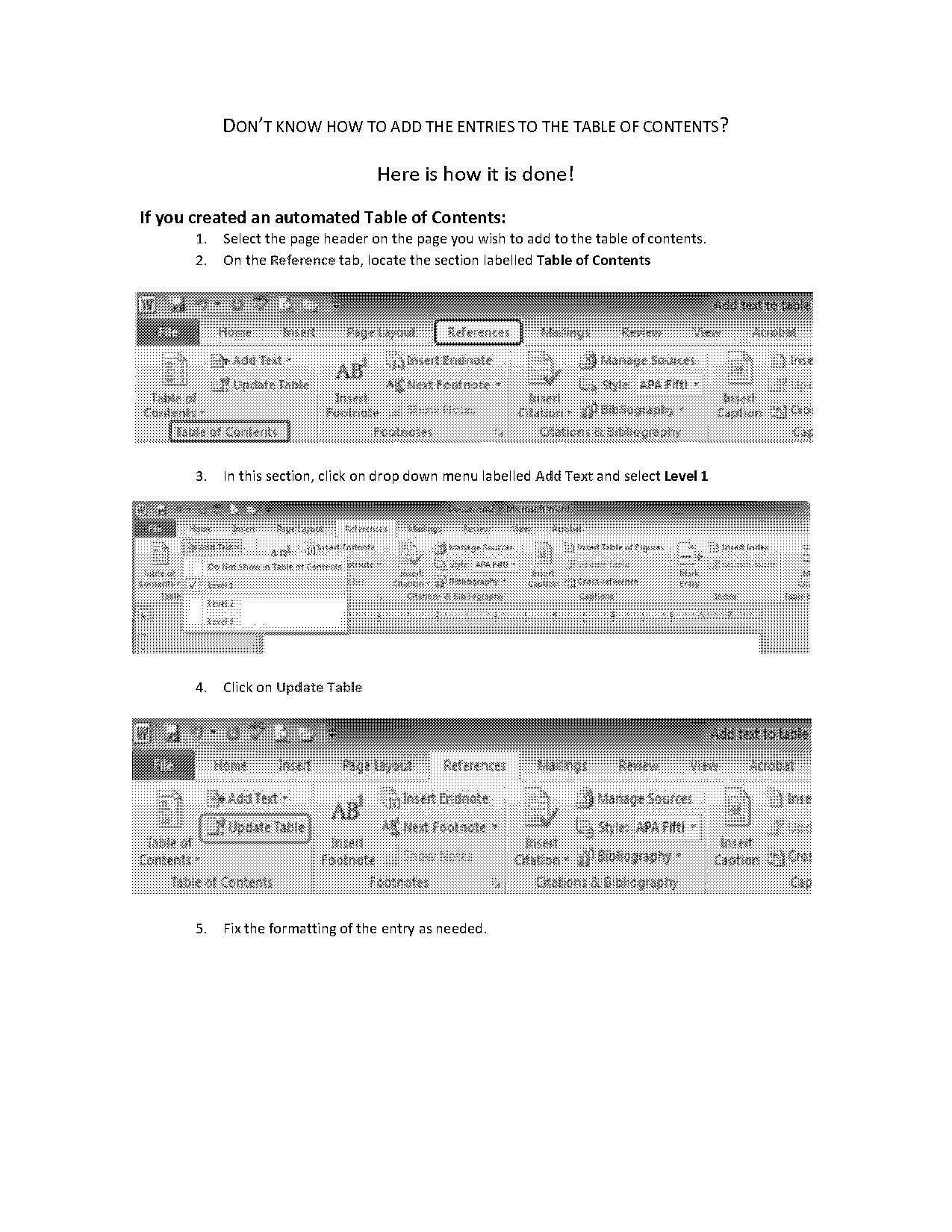 how to insert heading to table in word