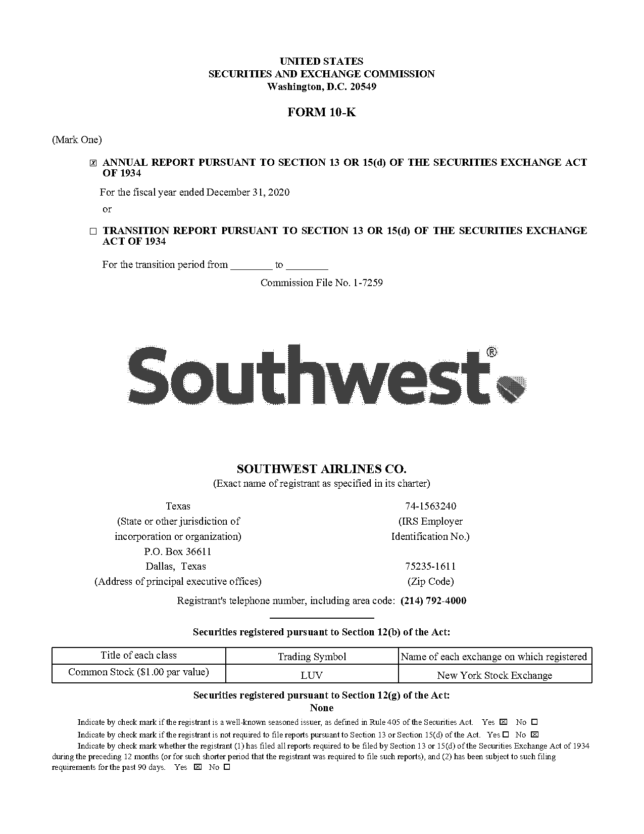 southwest airlines health declaration form