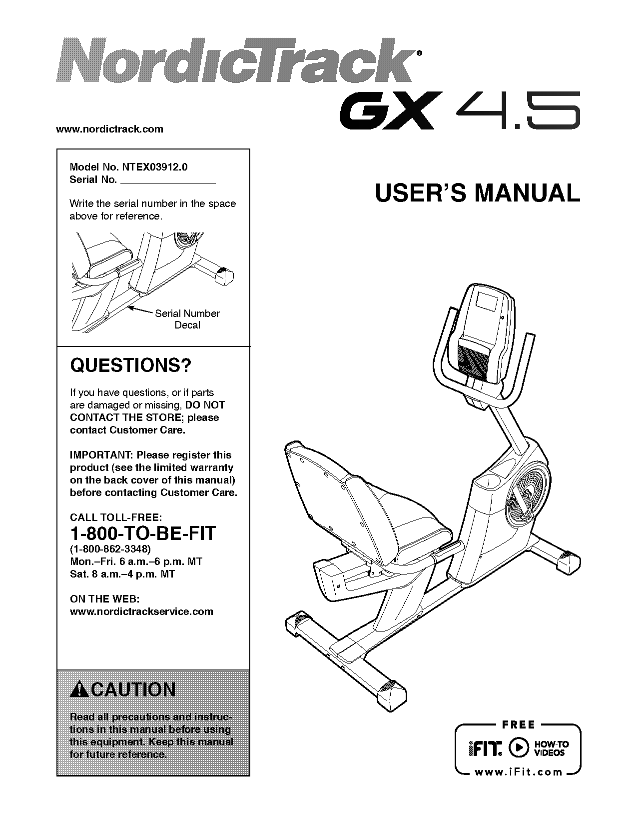 nordictrack recumbent bike manual